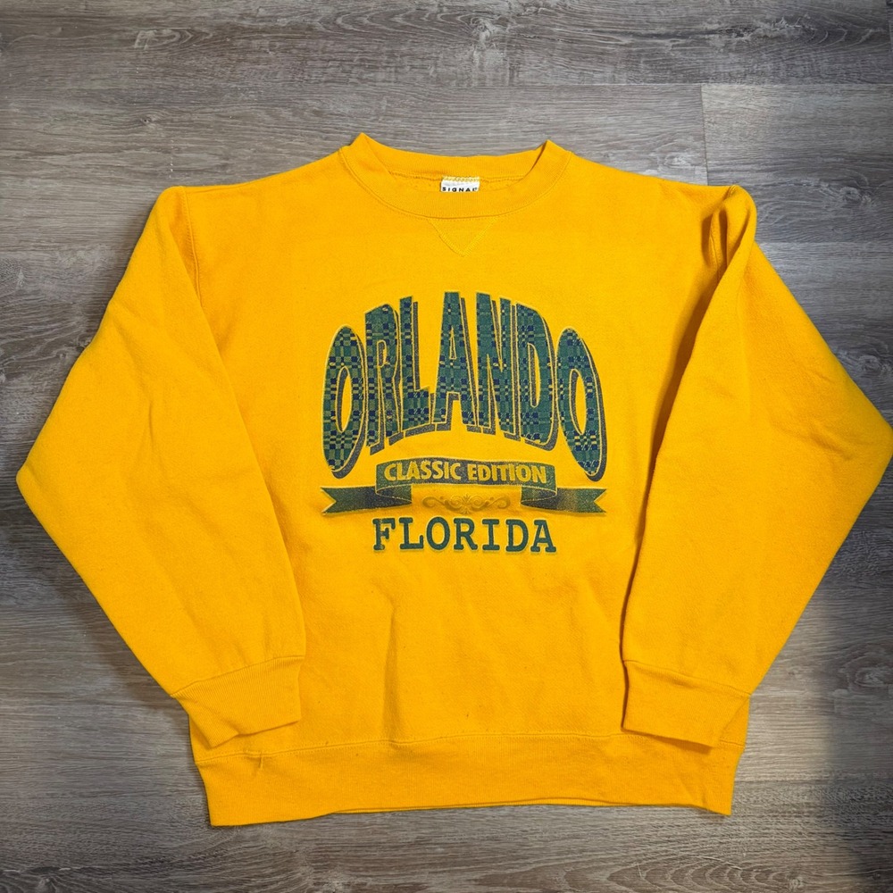 Vintage Signal Sports Orlando Florida Classic Edition Yellow Sweatshirt Mens L